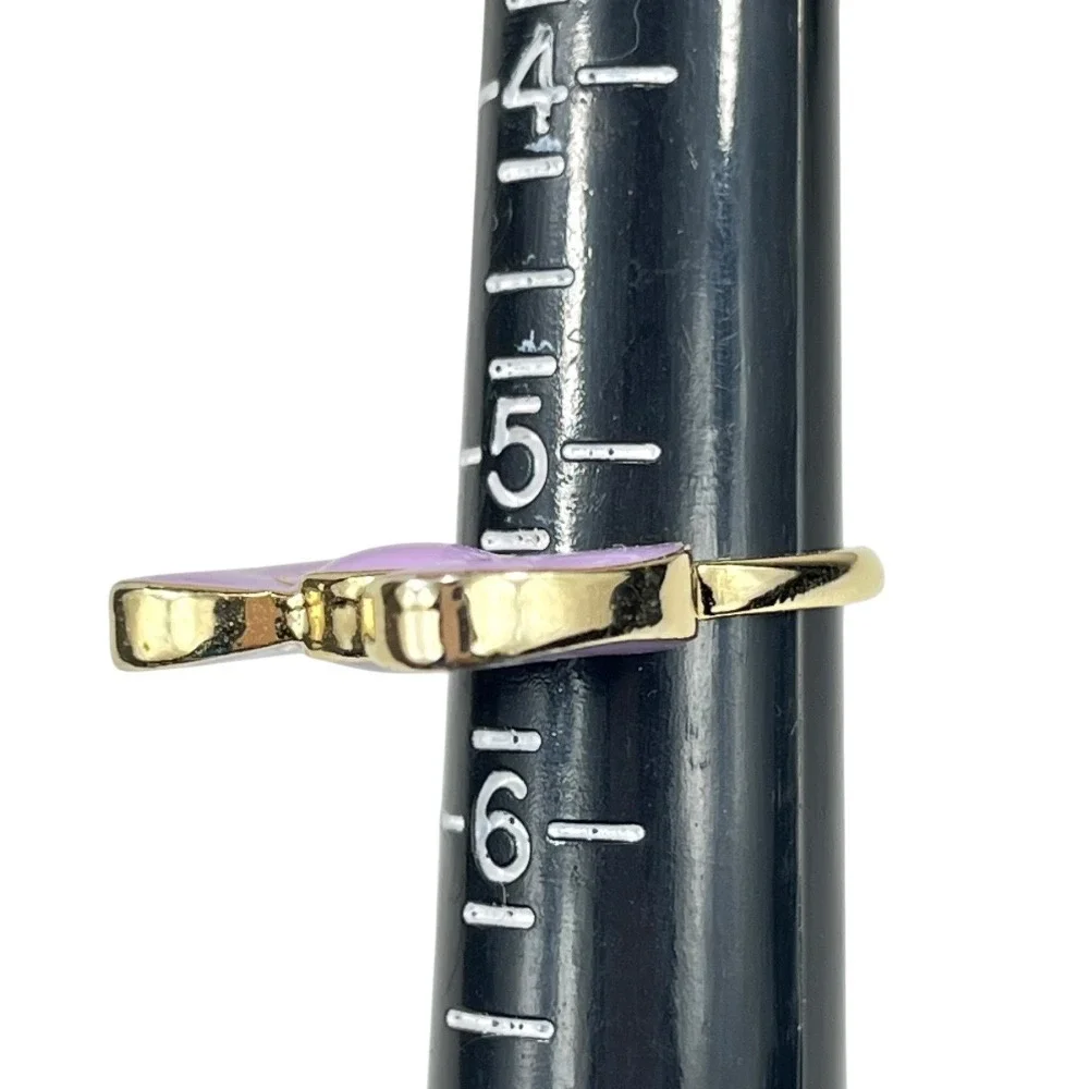 Hello Kitty Inspired Custom Purple Bow Enamel‎ Kawaii Ring Size 5.5